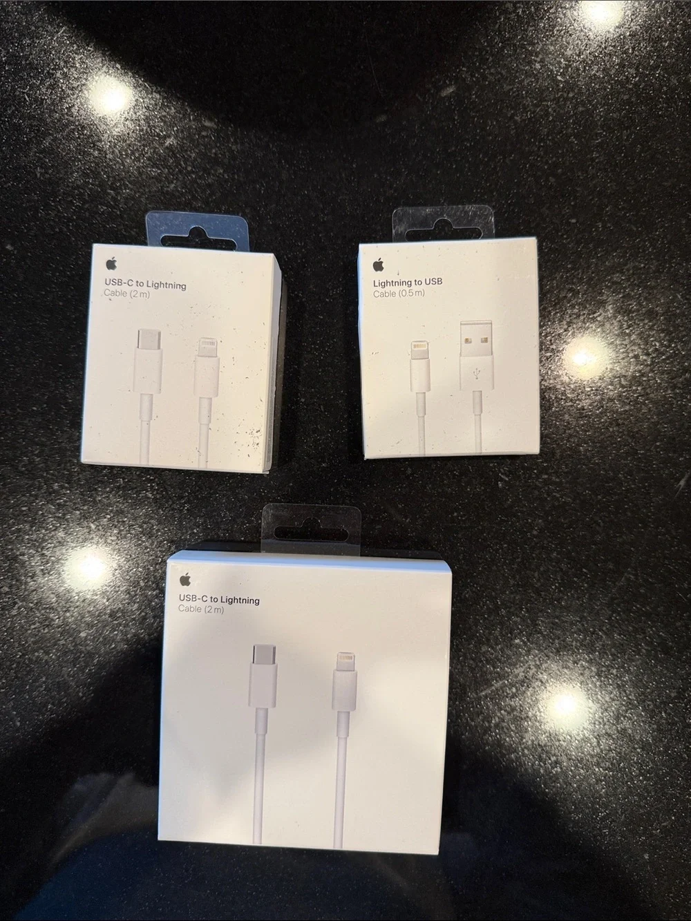 Apple USB-C to Lightning & Lightning to USB Cables – White Apple Packaging